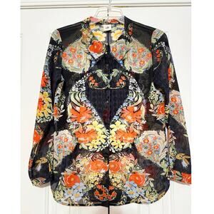 Cabi Navy Floral Print Blouse, Size M